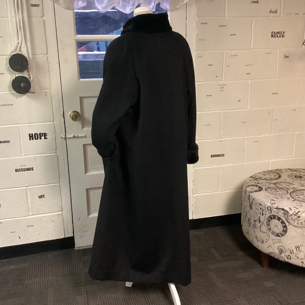 Albert Nipon Wool Long Coat Size 10 Black - image 2